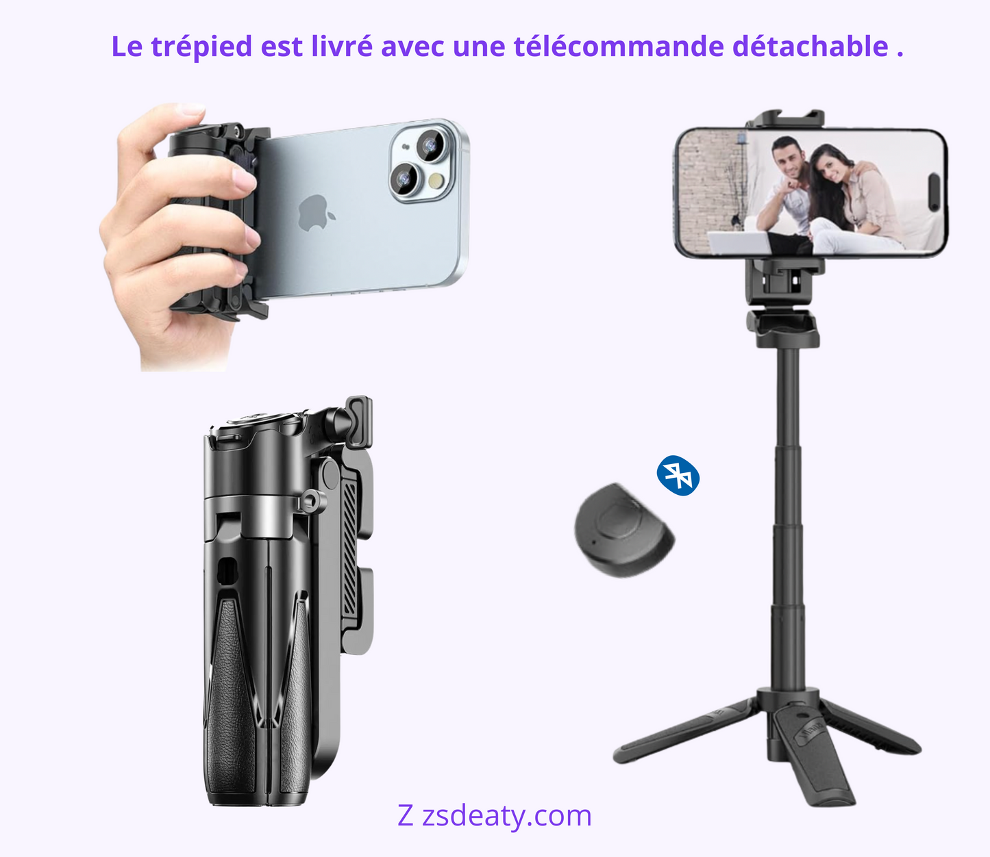 Mini Grip P15 Trépied Multifonctions avec Bluetooth